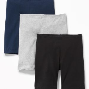 Long Jersey Biker Shorts 3-Pack For Girls