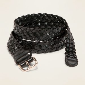 Braided Faux-Leather Belt For Women (1")
