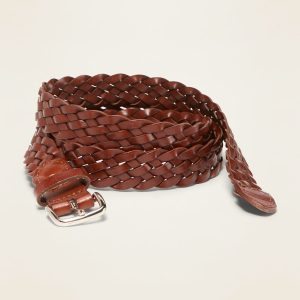 Braided Faux-Leather Belt For Women (1")