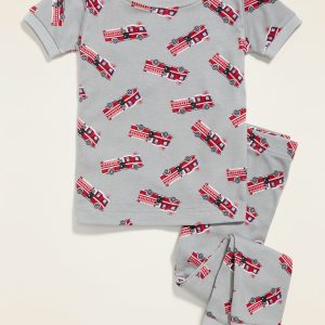 Unisex Fire Engine Pajama Set for Toddler & Baby