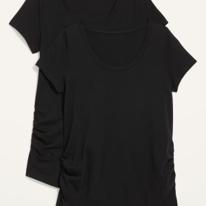 Maternity Scoop-Neck Side-Shirred T-Shirt 2-Pack