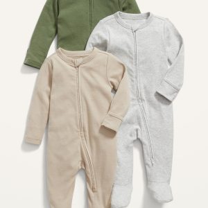 Unisex 1-Way Zip Sleep & Play One-Piece 3-Pack for Baby