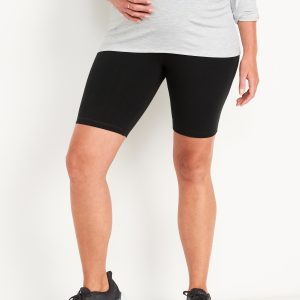 Maternity Rollover-Waist PowerChill Biker Shorts -- 8-inch inseam