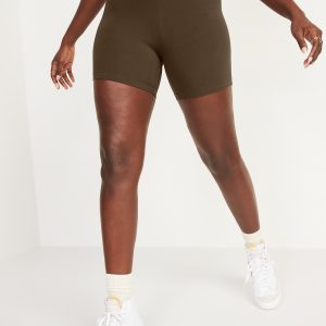 High-Waisted Jersey Biker Shorts -- 6-inch inseam