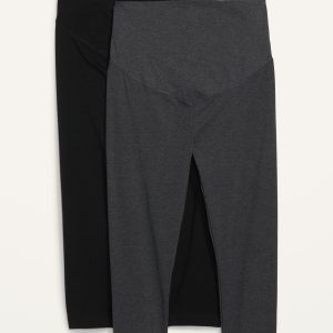 Maternity 2-Pack Full-Panel Cropped Jersey Leggings