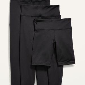 PowerPress Leggings & Biker Shorts Variety 3-Pack for Girls