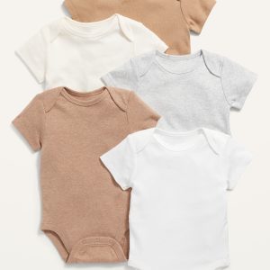 Unisex Short-Sleeve Bodysuit 5-Pack for Baby