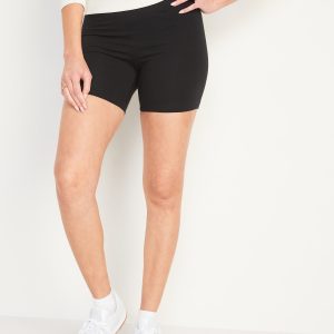 High-Waisted Jersey Biker Shorts -- 6-inch inseam