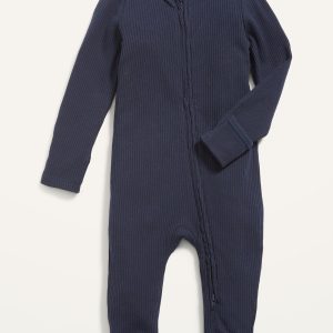 Unisex 2-Way-Zip Sleep & Play Rib-Knit Footed One-Piece for Baby