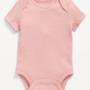 Unisex Short-Sleeve Rib-Knit Bodysuit for Baby