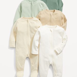 Unisex 2-Way-Zip Footie Sleep & Play One-Piece 5-Pack for Baby