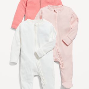 Unisex 3-Pack Sleep & Play 2-Way-Zip Footed One-Piece for Baby