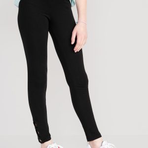 Built-In Tough Full-Length Lattice-Hem Leggings for Girls