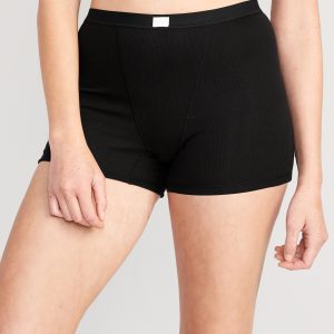 High-Waisted Ribbed Boyshort Briefs -- 3-inch inseam