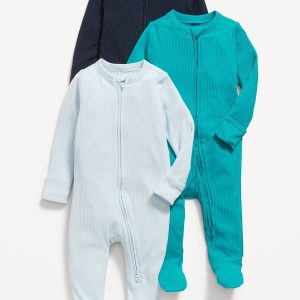 2-Way-Zip Sleep & Play Footed One-Piece 3-Pack for Baby