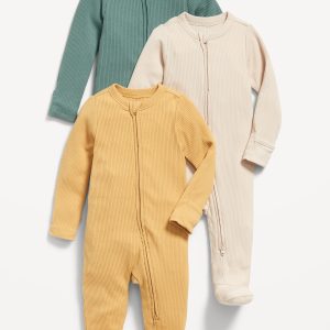Unisex 2-Way-Zip Sleep & Play Footed One-Piece 3-Pack for Baby