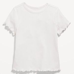 Short-Sleeve Lettuce-Edge T-Shirt for Toddler Girls