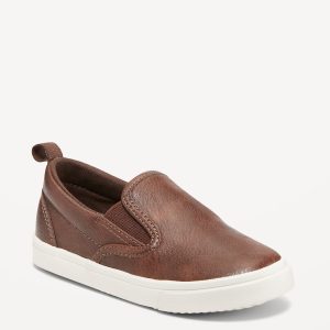 Faux-Leather Slip-On Sneakers for Toddler Boys
