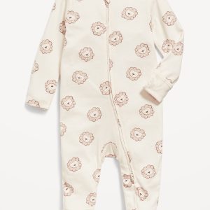 Unisex 2-Way-Zip Sleep & Play Printed Footed One-Piece for Baby