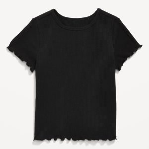 Short-Sleeve Lettuce-Edge T-Shirt for Toddler Girls