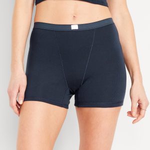 High-Waisted Ribbed Boyshort Briefs -- 3-inch inseam