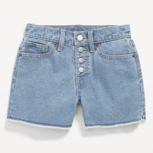 High-Waisted Wow Frayed-Hem Jean Shorts for Girls