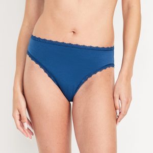 High-Waisted Lace-Trim Bikini Underwear