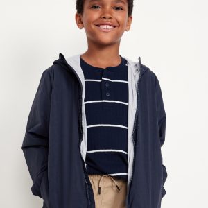 Hooded Zip-Front Water-Resistant Jacket for Boys