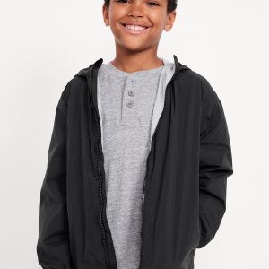 Hooded Zip-Front Water-Resistant Jacket for Boys
