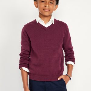 School Uniform Solid V-Neck Sweater for Boys