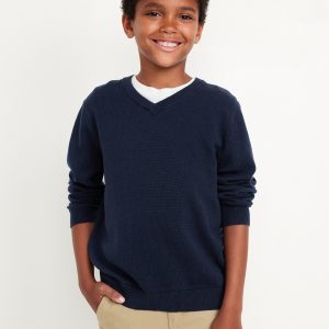 School Uniform Solid V-Neck Sweater for Boys