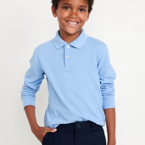 School Uniform Long-Sleeve Polo Shirt for Boys