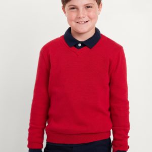 School Uniform Solid V-Neck Sweater for Boys