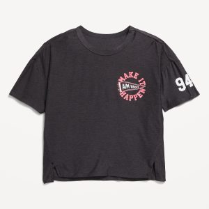 CloudMotion Cropped Graphic Performance T-Shirt for Girls