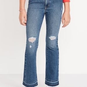 High-Waisted Ripped Flare Jeans for Girls