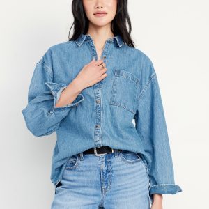 Boyfriend Button-Down Jean Tunic