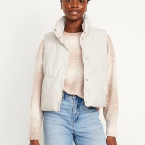 Faux-Leather Puffer Vest