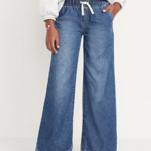 High-Waisted Baggy Wide-Leg Pull-On Jeans for Girls