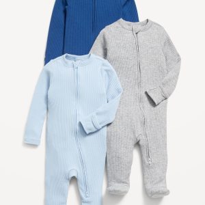 2-Way-Zip Sleep & Play Footed One-Piece 3-Pack for Baby