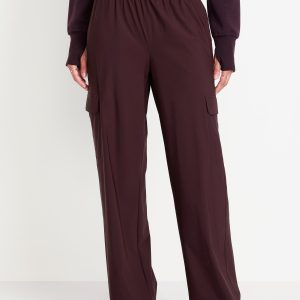 High-Waisted SleekTech Wide-Leg Cargo Pants
