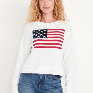 Crew-Neck Flag-Graphic Sweater
