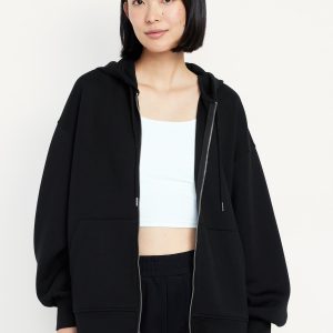 Oversized Bounce Fleece Zip Tunic Hoodie Sweatshirt