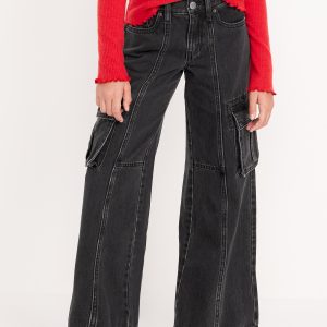 High-Waisted Super Baggy Wide-Leg Cargo Jeans for Girls