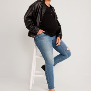 Maternity Premium Full Panel Rockstar Super Skinny Ripped Jeans
