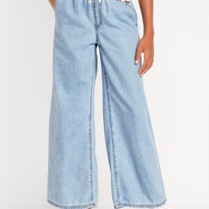 High-Waisted Baggy Wide-Leg Pull-On Jeans for Girls