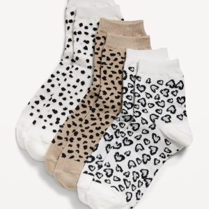 Novelty Quarter Crew Socks 3-Pack