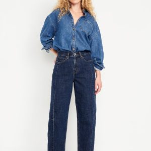 High-Waisted Barrel Ankle Jeans