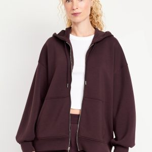 Oversized Bounce Fleece Zip Tunic Hoodie Sweatshirt