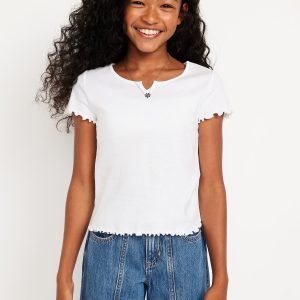 Short-Sleeve Lettuce-Edge T-Shirt for Girls
