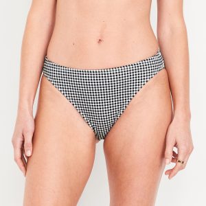 Mid-Rise Textured Bikini Swim Bottoms